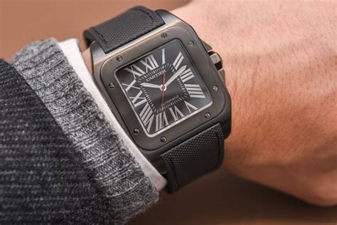 cartier santos 100 carbon watch 51.1 x 41.3 mm|cartier santos 100 price list.